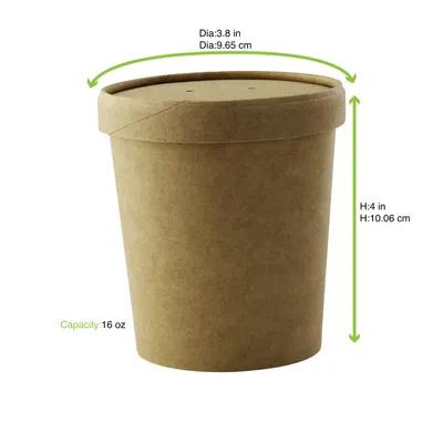 Soup Food Container Base & Lid Combo 16 OZ Paper Kraft Vented 25 Count/Pack 10 Packs/Case 250 Count/Case