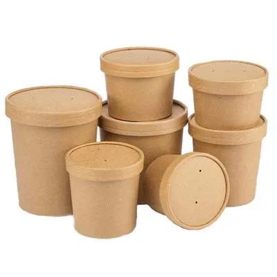 Victoria Bay Food Container Base & Lid Combo With Flat Lid 8 OZ Paper Kraft 250/Case