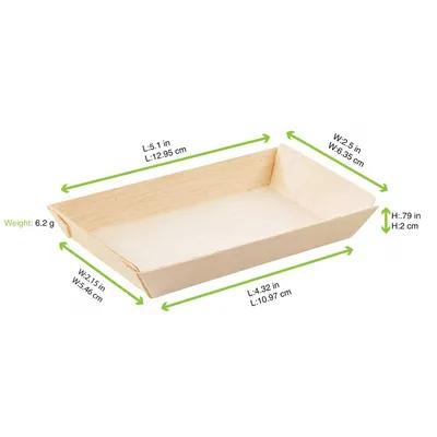 Plate 5.1X2.5X0.79 IN Wood Rectangle Microwave Safe 100 Count/Case