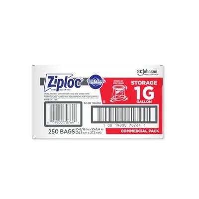 Ziploc® Bag 1 GAL Plastic 1.75MIL With Zip Seal Closure 250/Case