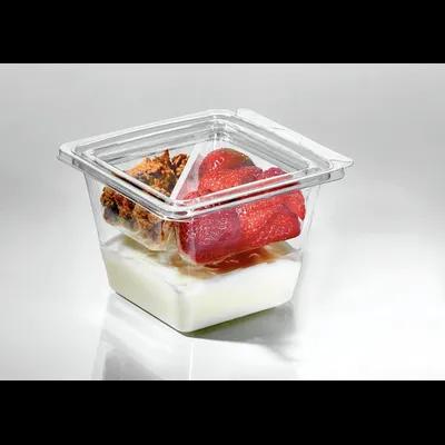 Fresh N' Sealed® Bowl & Lid Combo With Flat Lid 16 OZ PET Clear Square Hinged 240/Case