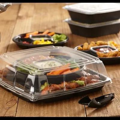 Serving Tray Base 12X1.76 IN 4 Compartment PP Black Round 36/Case