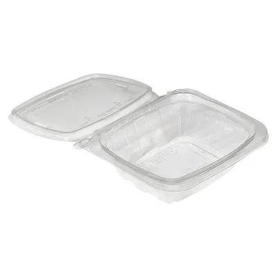 CrisPak Pro-Lok Deli Container Hinged With Flat Lid 8 OZ PET Clear Rectangle Tamper-Evident 400/Case