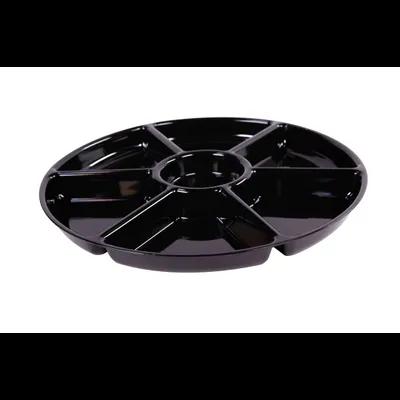 Serving Tray Base 12 IN 6 Compartment PS Black Round 25/Case