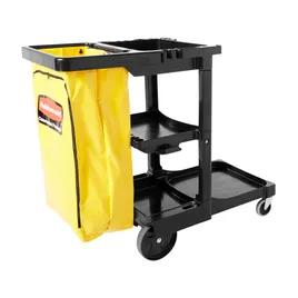 Janitorial Cleaning Cart & Bag 34.5X11.75X22.38 IN Black Yellow Plastic Vinyl Traditional Zipper 1/Case