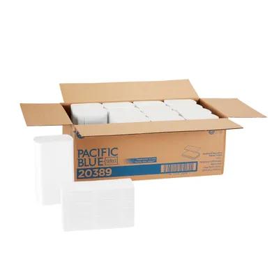 Pacific Blue Select Folded Paper Towel 9.4X9.2 IN 1PLY White 1/2 Fold 250 Sheets/Pack 16 Packs/Case 4000 Sheets/Case