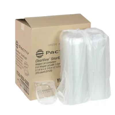 Sandwich Take-Out Container Hinged 5.3X5.3X2.5 IN OPS Clear Square 375/Case