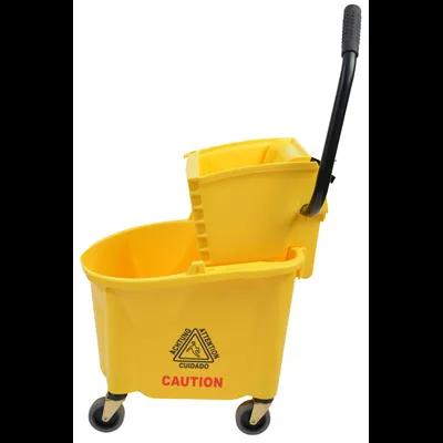 Mop Bucket & Wringer 26 QT Plastic Yellow Side Press 1/Each