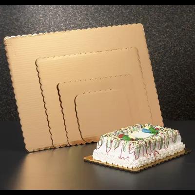 Cake Board 1/8 Size 9.75X7.75 IN Paperboard Gold Rectangle 200/Case