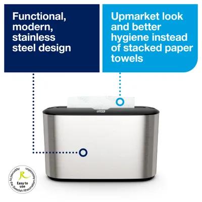 Tork Xpress H23H2 Paper Towel Dispenser 4.56X12.68X7.92 IN Stainless Steel Plastic Countertop Silver Multifold 1/Each