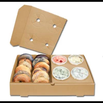 The Catering Box Side Bar Catering Box With Flat Lid 21X13.25X4 IN 8 Compartment Corrugated Cardboard Kraft 25/Bundle