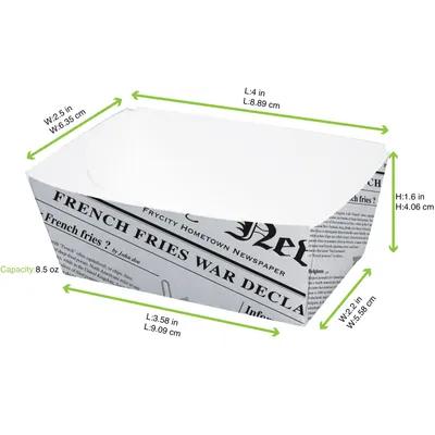 Food Tray 8.5 OZ Corrugated Cardboard Black White Newspaper Print 250 Count/Pack 4 Packs/Case 1000 Count/Case