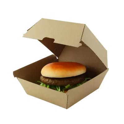 Take-Out Box Hinged With Dome Lid 5.7X5.3X3.2 IN Corrugated Paperboard Kraft 50 Count/Pack 10 Packs/Case 500 Count/Case