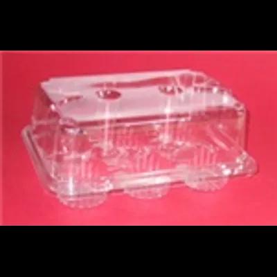 Cupcake Hinged Container With High Dome Lid 6 Compartment Plastic Clear 100/Case