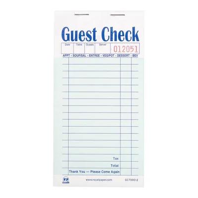 Guest Check Paper Green Carbonless 2-Part Booked 17 Lines 10 Count/Pack 5 Packs/Case 50 Count/Case