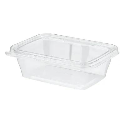 Safe-T-Fresh® Deli Container Hinged With Flat Lid 24 OZ rDPET Clear Rectangle 200/Case