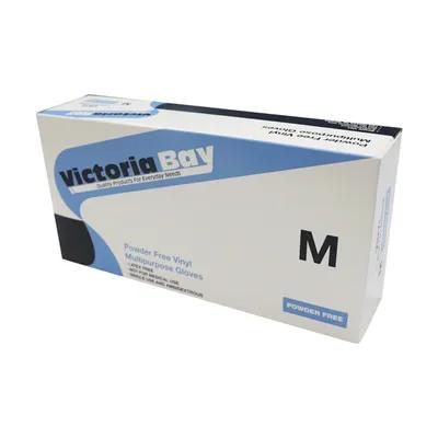 Victoria Bay Examination Gloves Medium (MED) Clear Vinyl Powder-Free 100 Count/Pack 10 Packs/Case 1000 Count/Case
