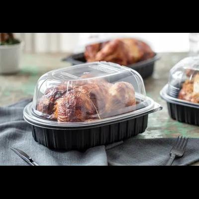 Roasted Chicken Roaster Container & Lid Combo 10.75X8.5X4.25 IN MFPP OPS Black Clear Zip Seal Anti-Fog 95/Case