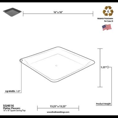 Serving Tray Base 16X16 IN White Square 20/Case
