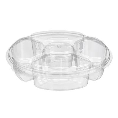 Essentials Deli Container Base & Lid Combo With Dome Lid 54 OZ 5 Compartment RPET Clear Round 100/Case