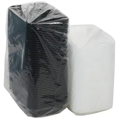 Take-Out Container Base & Lid Combo With Dome Lid 16 OZ PP Black Clear Rectangle 150/Case