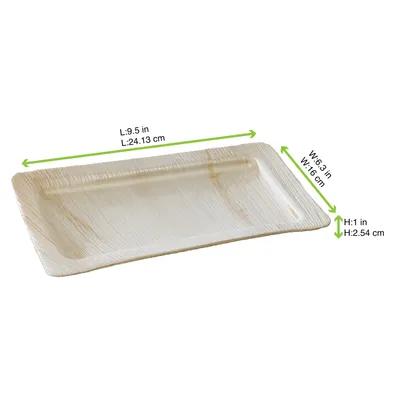 Plate 9.5X6.3 IN Palm Leaf Natural Rectangle 25 Count/Pack 4 Packs/Case 100 Count/Case