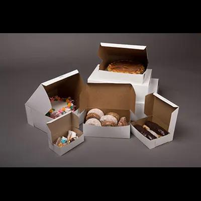 Easy Lock Cake Box 6.5X6.5X3 IN SUS Paperboard CRB White Square Lock Corner 1-Piece 250/Bundle