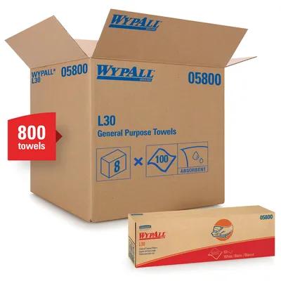 WypAll® L30 Cleaning Wipe 9.8X16.4 IN DRC White Pop-Up Box 100 Sheets/Pack 8 Packs/Case 800 Sheets/Case