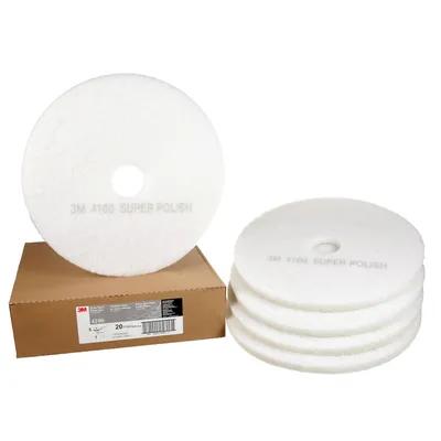 3M 4100 Polishing Pad 20X1 IN White Non-Woven Polyester Fiber 175-600 RPM 5/Case